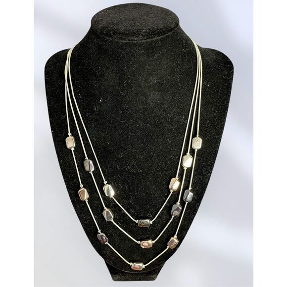 Pearl and Stone Aria Triple Tier Necklace - Picture 1 of 5